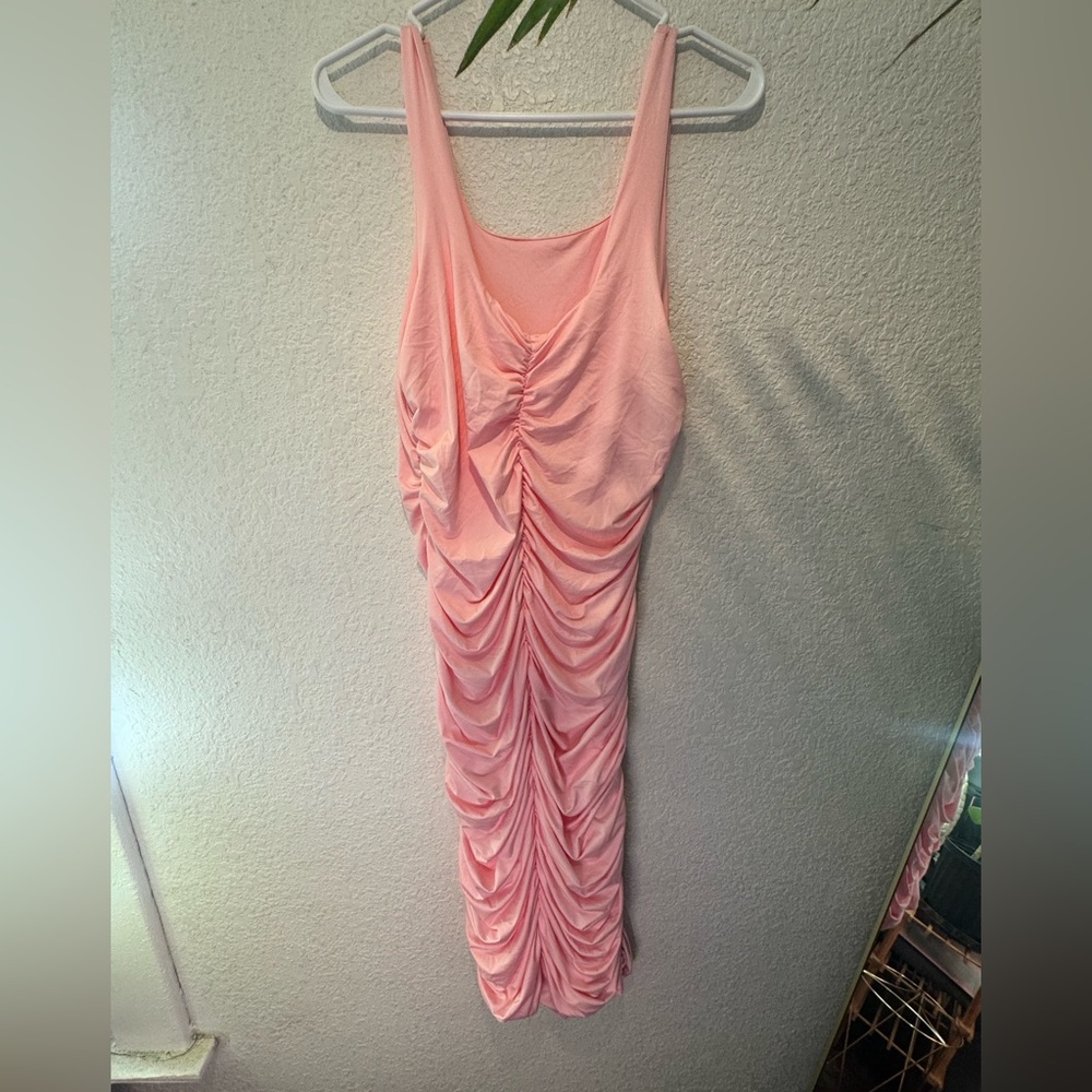 Pink ruched dress